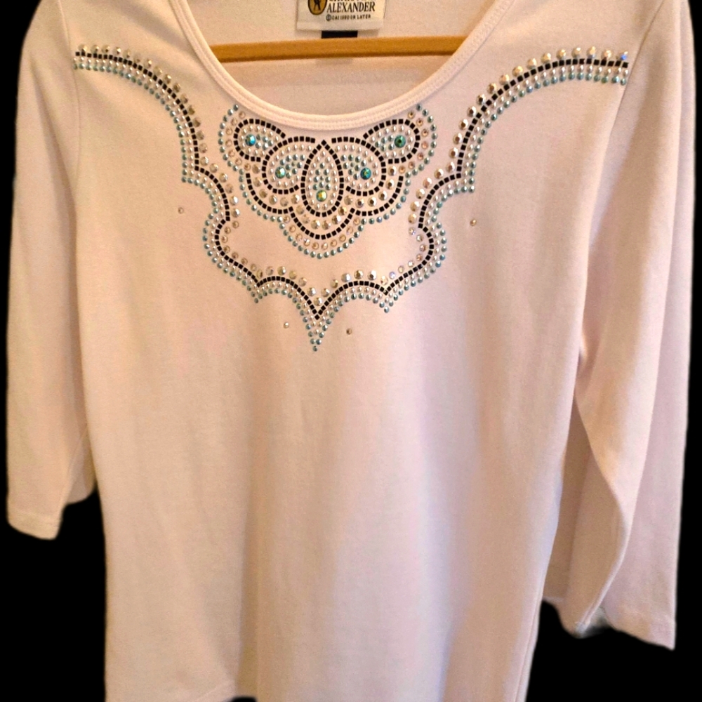Christine Alexander White Studded Blouse